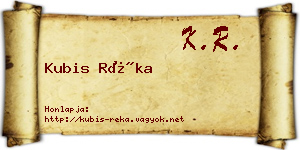 Kubis Réka névjegykártya